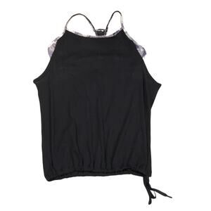 Fabletics Activewear Top Black White Marble Built-In Bra  Women's‎ Workout Tank
